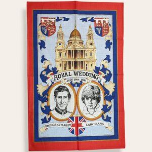 Vintage 1981 Diana & Charles Royal Wedding Commemorative Tea Towel